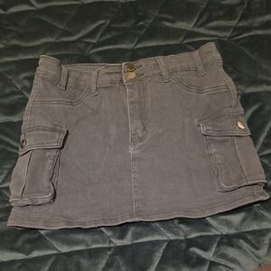 Gray Cargo Mini Skirt
